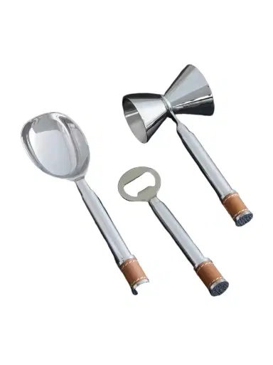 Ralph Lauren Home Wyatt Leather-Trimmed Silver-Tone Bar Tool Set - Men | Thumbnail 1 Ralph Lauren Home Wyatt Leather-Trimmed Silver-Tone Bar Tool Set - Men | Thumbnail 1
