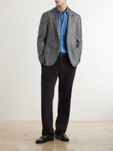 Lardini Prince Of Wales Checked Wool, Silk and Cashmere-Blend Blazer - Men | Thumbnail 2 Lardini Prince Of Wales Checked Wool, Silk and Cashmere-Blend Blazer - Men | Thumbnail 2