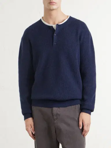 The Elder Statesman Waffle-Knit Cashmere Henley Sweater - Men | Thumbnail 3 The Elder Statesman Waffle-Knit Cashmere Henley Sweater - Men | Thumbnail 3