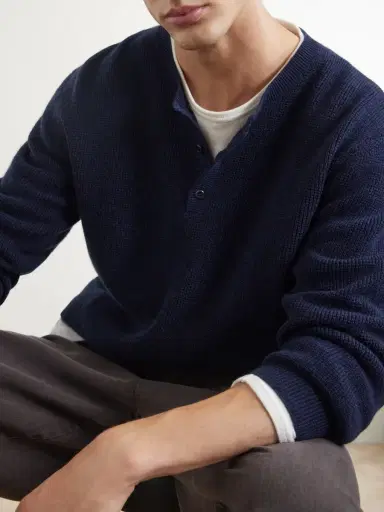 The Elder Statesman Waffle-Knit Cashmere Henley Sweater - Men | Thumbnail 5 The Elder Statesman Waffle-Knit Cashmere Henley Sweater - Men | Thumbnail 5
