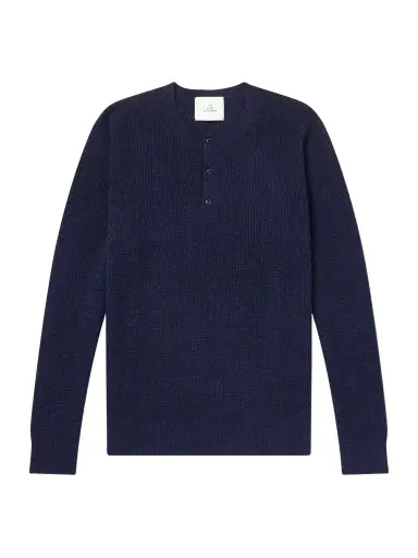 The Elder Statesman Waffle-Knit Cashmere Henley Sweater - Men | Thumbnail 1 The Elder Statesman Waffle-Knit Cashmere Henley Sweater - Men | Thumbnail 1