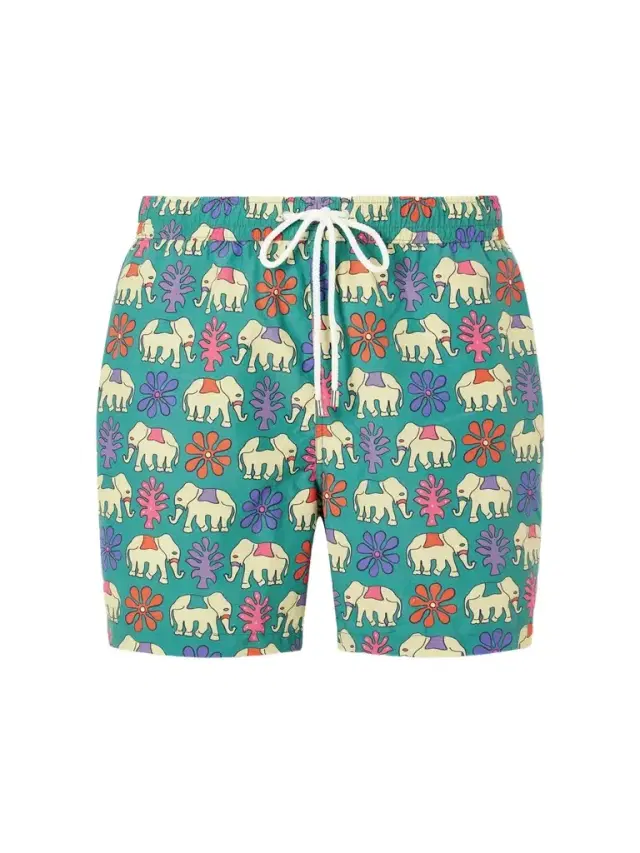Straight-Leg Mid-Length Printed Swim Shorts - Men Straight-Leg Mid-Length Printed Swim Shorts - Men