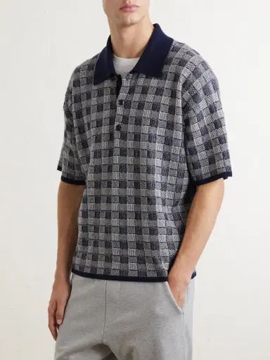 The Elder Statesman Checked Cashmere Polo Shirt - Men | Thumbnail 3 The Elder Statesman Checked Cashmere Polo Shirt - Men | Thumbnail 3