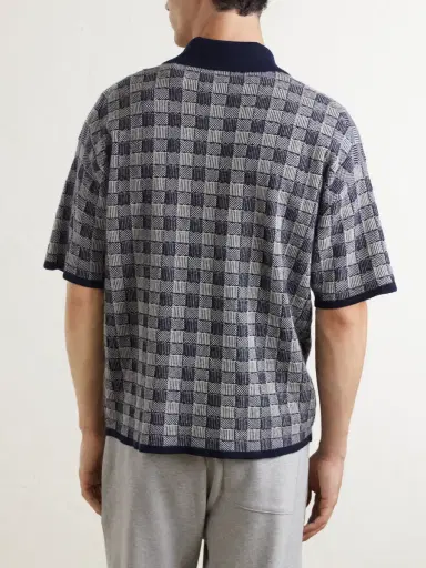 The Elder Statesman Checked Cashmere Polo Shirt - Men | Thumbnail 4 The Elder Statesman Checked Cashmere Polo Shirt - Men | Thumbnail 4