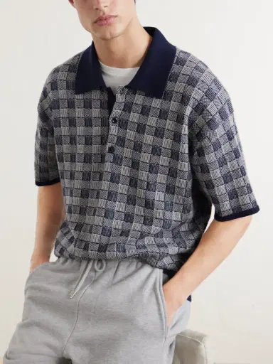 The Elder Statesman Checked Cashmere Polo Shirt - Men | Thumbnail 5 The Elder Statesman Checked Cashmere Polo Shirt - Men | Thumbnail 5