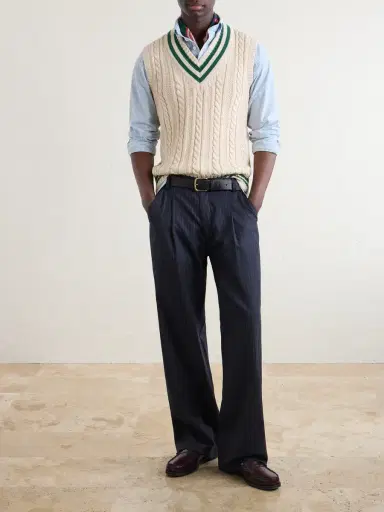 Drake's Cricket Knitted Cotton and Cashmere-Blend Vest - Men | Thumbnail 2 Drake's Cricket Knitted Cotton and Cashmere-Blend Vest - Men | Thumbnail 2