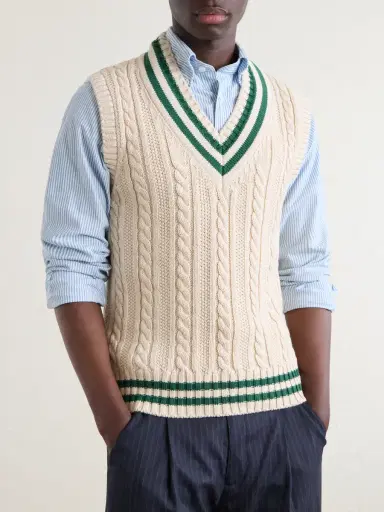 Drake's Cricket Knitted Cotton and Cashmere-Blend Vest - Men | Thumbnail 3 Drake's Cricket Knitted Cotton and Cashmere-Blend Vest - Men | Thumbnail 3