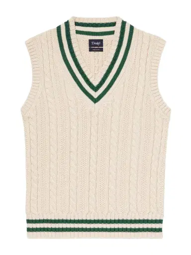 Drake's Cricket Knitted Cotton and Cashmere-Blend Vest - Men | Thumbnail 1 Drake's Cricket Knitted Cotton and Cashmere-Blend Vest - Men | Thumbnail 1