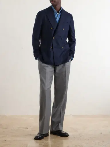 Boglioli Double-Breasted Virgin Wool-Hopsack Blazer - Men | Thumbnail 2 Boglioli Double-Breasted Virgin Wool-Hopsack Blazer - Men | Thumbnail 2