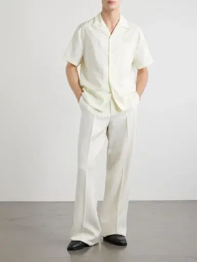 Versace Striped Cotton and Silk-Blend Jacquard Shirt - Men | Thumbnail 2 Versace Striped Cotton and Silk-Blend Jacquard Shirt - Men | Thumbnail 2