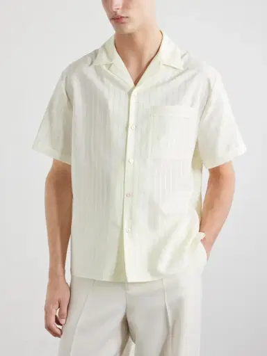 Versace Striped Cotton and Silk-Blend Jacquard Shirt - Men | Thumbnail 3 Versace Striped Cotton and Silk-Blend Jacquard Shirt - Men | Thumbnail 3