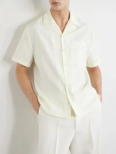 Versace Striped Cotton and Silk-Blend Jacquard Shirt - Men | Thumbnail 5 Versace Striped Cotton and Silk-Blend Jacquard Shirt - Men | Thumbnail 5
