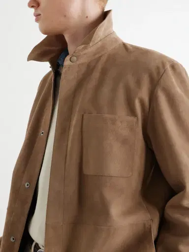 Canali Paneled Suede Overshirt - Men | Thumbnail 5 Canali Paneled Suede Overshirt - Men | Thumbnail 5