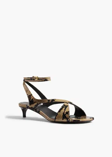 Khaite Liria Kitten Heel Sandal In Python-Embossed Taupe | Thumbnail 2 Khaite Liria Kitten Heel Sandal In Python-Embossed Taupe | Thumbnail 2