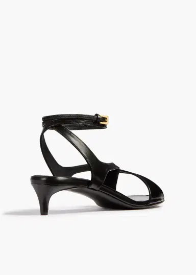 Khaite Liria Kitten Heel Sandal In Black Glazed Leather | Thumbnail 3 Khaite Liria Kitten Heel Sandal In Black Glazed Leather | Thumbnail 3