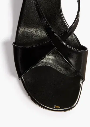 Khaite Liria Kitten Heel Sandal In Black Glazed Leather | Thumbnail 4 Khaite Liria Kitten Heel Sandal In Black Glazed Leather | Thumbnail 4