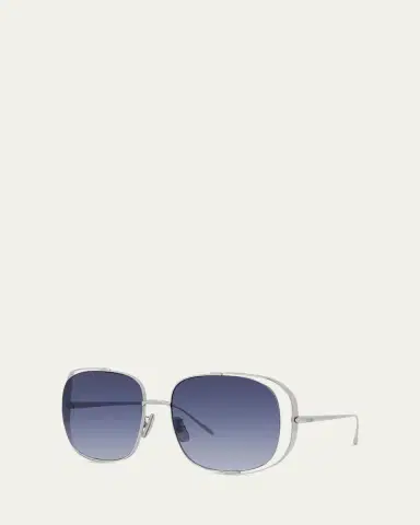 Loewe Metal Logo-Print Rectangle Sunglasses | Thumbnail 2 Loewe Metal Logo-Print Rectangle Sunglasses | Thumbnail 2
