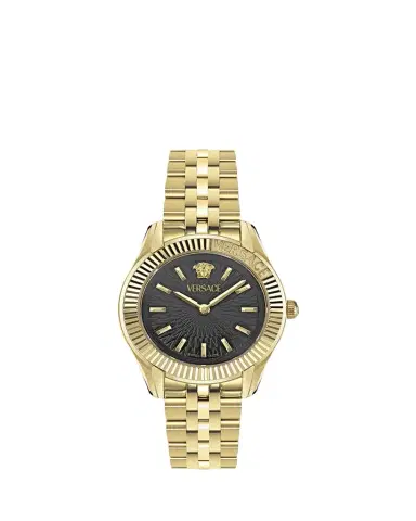 Versace 30mm Greca Time Watch with Bracelet Strap, Gold/Black | Thumbnail 1 Versace 30mm Greca Time Watch with Bracelet Strap, Gold/Black | Thumbnail 1