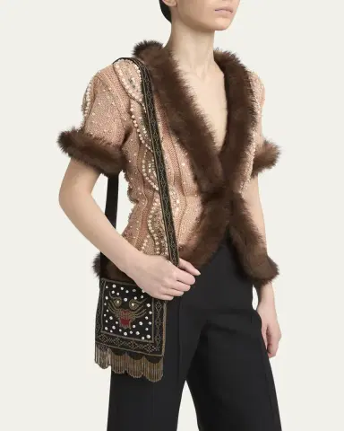 Valentino Garavani Nellcote Small Beaded Fringed Shoulder Bag | Thumbnail 2 Valentino Garavani Nellcote Small Beaded Fringed Shoulder Bag | Thumbnail 2
