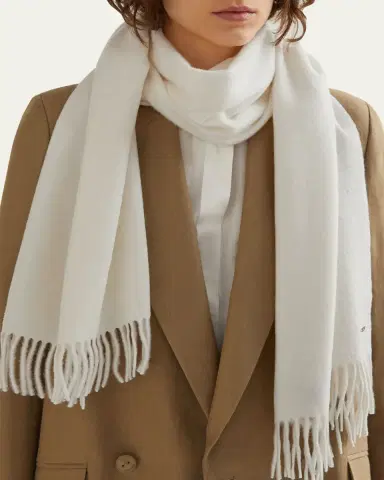 Loro Piana Cashmere Sciarpa Grande Fringe-Trim Scarf | Thumbnail 2 Loro Piana Cashmere Sciarpa Grande Fringe-Trim Scarf | Thumbnail 2