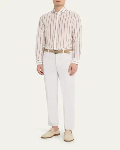 Brunello Cucinelli en's Wide Stripe Cotton Sport Shirt | Thumbnail 2 Brunello Cucinelli en's Wide Stripe Cotton Sport Shirt | Thumbnail 2