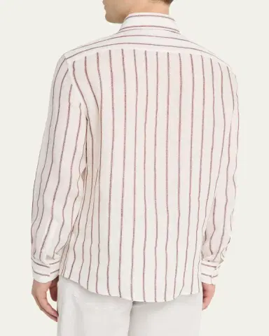 Brunello Cucinelli en's Wide Stripe Cotton Sport Shirt | Thumbnail 3 Brunello Cucinelli en's Wide Stripe Cotton Sport Shirt | Thumbnail 3
