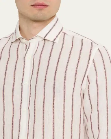 Brunello Cucinelli en's Wide Stripe Cotton Sport Shirt | Thumbnail 5 Brunello Cucinelli en's Wide Stripe Cotton Sport Shirt | Thumbnail 5
