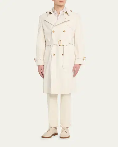 Brunello Cucinelli en's Belted Leather Double-Breasted Trench Coat | Thumbnail 2 Brunello Cucinelli en's Belted Leather Double-Breasted Trench Coat | Thumbnail 2