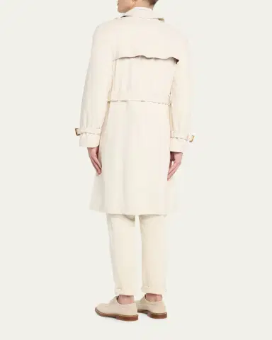 Brunello Cucinelli en's Belted Leather Double-Breasted Trench Coat | Thumbnail 3 Brunello Cucinelli en's Belted Leather Double-Breasted Trench Coat | Thumbnail 3