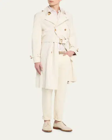 Brunello Cucinelli en's Belted Leather Double-Breasted Trench Coat | Thumbnail 4 Brunello Cucinelli en's Belted Leather Double-Breasted Trench Coat | Thumbnail 4