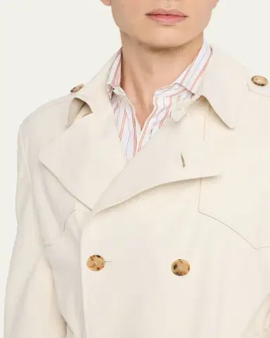 Brunello Cucinelli en's Belted Leather Double-Breasted Trench Coat | Thumbnail 5 Brunello Cucinelli en's Belted Leather Double-Breasted Trench Coat | Thumbnail 5