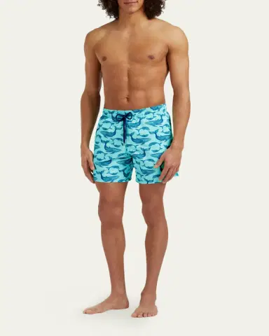 Vilebrequin Men's Whale-Print Recycled Swim Trunks | Thumbnail 2 Vilebrequin Men's Whale-Print Recycled Swim Trunks | Thumbnail 2