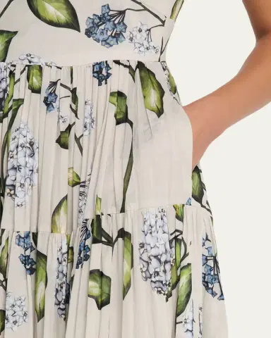 Oscar de la Renta Sleeveless Porcelain Flower Voile Midi Day Dress | Thumbnail 5 Oscar de la Renta Sleeveless Porcelain Flower Voile Midi Day Dress | Thumbnail 5