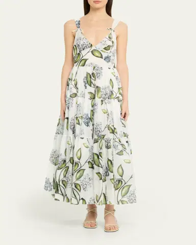 Oscar de la Renta Sleeveless Porcelain Flower Voile Midi Day Dress | Thumbnail 6 Oscar de la Renta Sleeveless Porcelain Flower Voile Midi Day Dress | Thumbnail 6