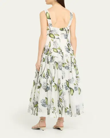Oscar de la Renta Sleeveless Porcelain Flower Voile Midi Day Dress | Thumbnail 7 Oscar de la Renta Sleeveless Porcelain Flower Voile Midi Day Dress | Thumbnail 7