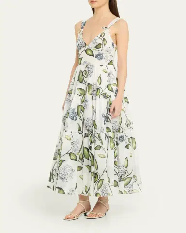 Oscar de la Renta Sleeveless Porcelain Flower Voile Midi Day Dress | Thumbnail 8 Oscar de la Renta Sleeveless Porcelain Flower Voile Midi Day Dress | Thumbnail 8