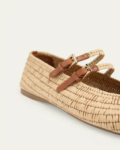 Prada Stuoia Raffia Dual Mary Jane Ballerina Flats | Thumbnail 3 Prada Stuoia Raffia Dual Mary Jane Ballerina Flats | Thumbnail 3