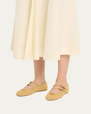 Prada Stuoia Raffia Dual Mary Jane Ballerina Flats | Thumbnail 4 Prada Stuoia Raffia Dual Mary Jane Ballerina Flats | Thumbnail 4