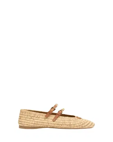 Prada Stuoia Raffia Dual Mary Jane Ballerina Flats | Thumbnail 1 Prada Stuoia Raffia Dual Mary Jane Ballerina Flats | Thumbnail 1