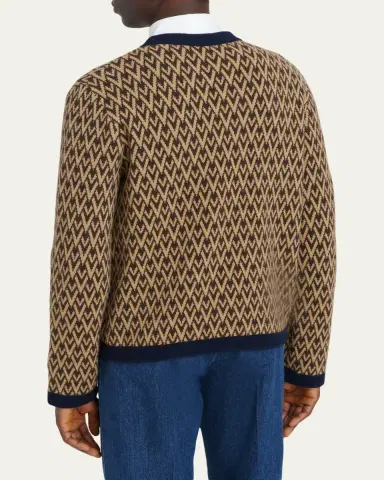 Valentino Garavani Men's Jacquard-Knit Wool Cardigan | Thumbnail 3 Valentino Garavani Men's Jacquard-Knit Wool Cardigan | Thumbnail 3