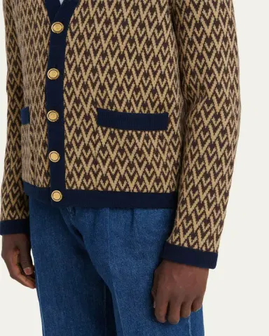 Valentino Garavani Men's Jacquard-Knit Wool Cardigan | Thumbnail 5 Valentino Garavani Men's Jacquard-Knit Wool Cardigan | Thumbnail 5