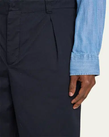OFFICINE GÉNÉRALE Men's Cotton Twill Wide-Leg Pleated Trousers | Thumbnail 5 OFFICINE GÉNÉRALE Men's Cotton Twill Wide-Leg Pleated Trousers | Thumbnail 5