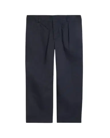 OFFICINE GÉNÉRALE Men's Cotton Twill Wide-Leg Pleated Trousers | Thumbnail 1 OFFICINE GÉNÉRALE Men's Cotton Twill Wide-Leg Pleated Trousers | Thumbnail 1