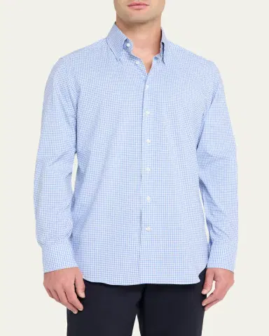 Bergdorf Goodman Men's Cotton Check Button-Down Shirt | Thumbnail 4 Bergdorf Goodman Men's Cotton Check Button-Down Shirt | Thumbnail 4