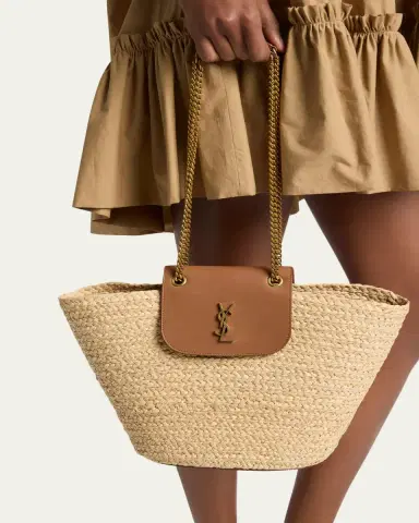 Saint Laurent Panier Tote Bag in Raffia | Thumbnail 2 Saint Laurent Panier Tote Bag in Raffia | Thumbnail 2