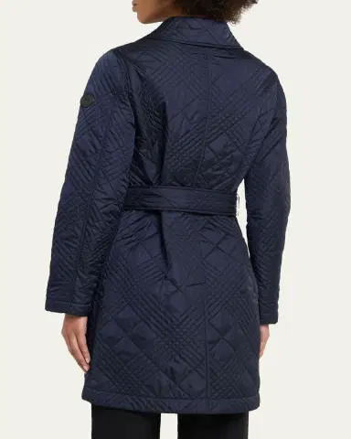Burberry Darliston Check Quilted Coat With Belt | Thumbnail 3 Burberry Darliston Check Quilted Coat With Belt | Thumbnail 3