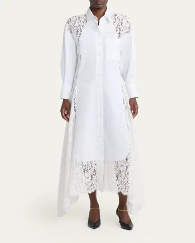 Stella McCartney Lace-Paneled Poplin Midi Shirtdress | Thumbnail 2 Stella McCartney Lace-Paneled Poplin Midi Shirtdress | Thumbnail 2
