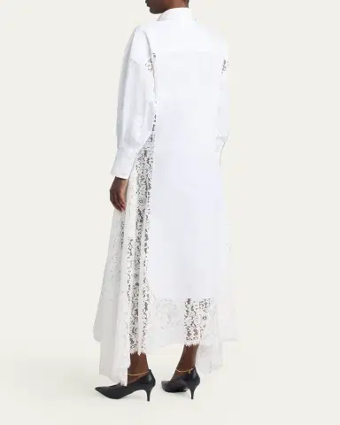 Stella McCartney Lace-Paneled Poplin Midi Shirtdress | Thumbnail 3 Stella McCartney Lace-Paneled Poplin Midi Shirtdress | Thumbnail 3