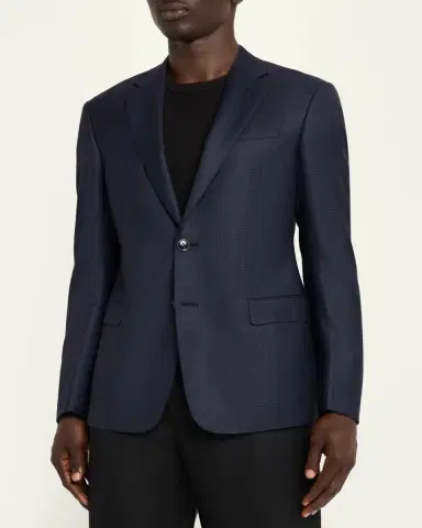 Giorgio Armani Men's Soft Prince of Wales Single-Breasted Sport Coat | Thumbnail 4 Giorgio Armani Men's Soft Prince of Wales Single-Breasted Sport Coat | Thumbnail 4