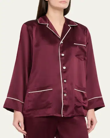 Olivia von Halle Yves Long Silk Satin Pajama Set | Thumbnail 4 Olivia von Halle Yves Long Silk Satin Pajama Set | Thumbnail 4